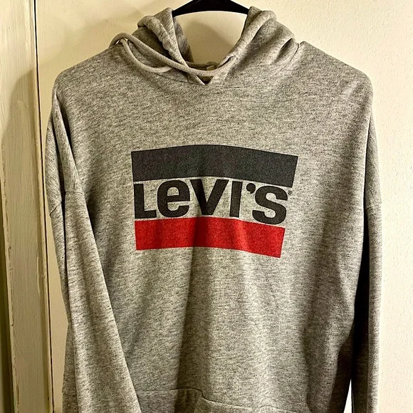 Levi’s logo gray pullover hooded sweatshirt - Picture 3 of 9